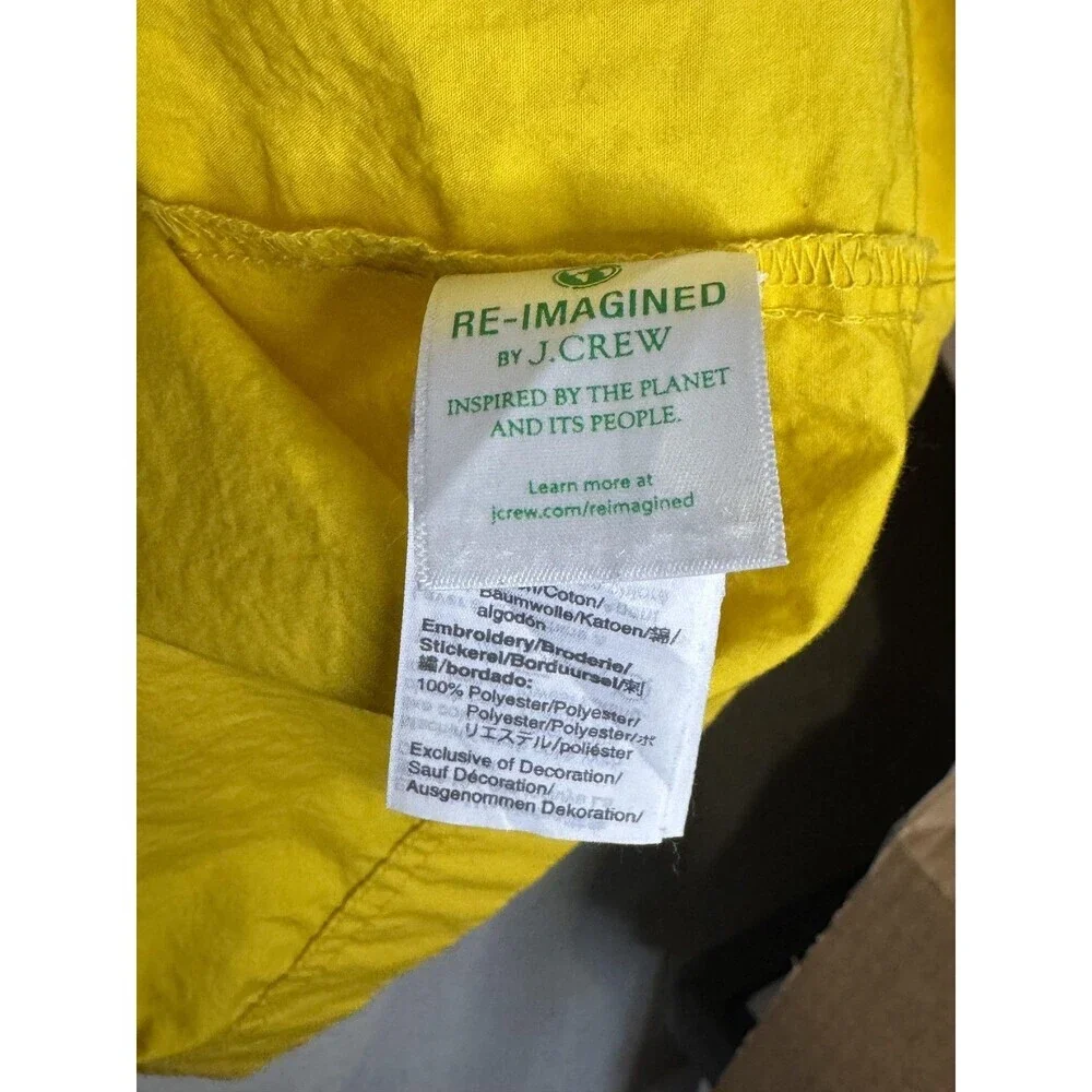J.Crew Blouse Womens Small Yellow Embroidered Floral Boho Short Sleeve Tunic Top